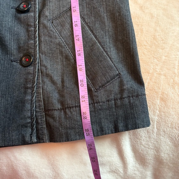 LOFT Vintage Dark Wash Denim Style Double-Breasted Pea Coat with Pockets - Picture 12 of 17